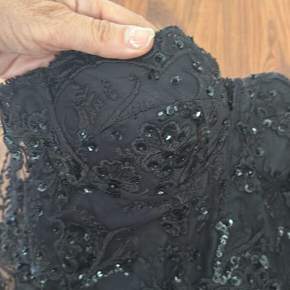 Blue Marien black lace and sequins bustier corset top size M New York Paris Ital - Picture 2 of 4
